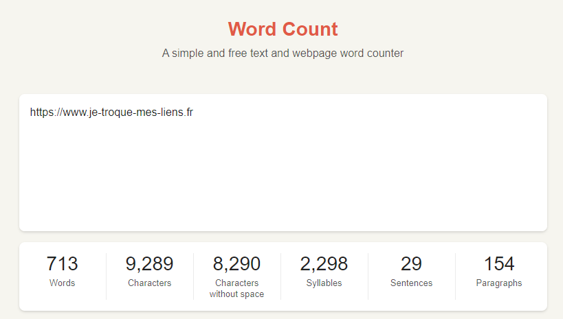 Cet outil permet de compter le nombre de mots de votre publication